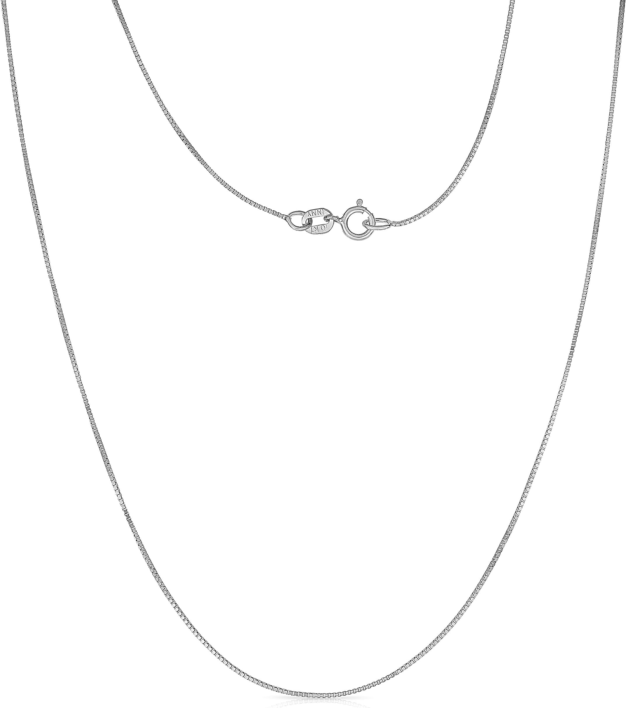 Floreo 10k Yellow or White Gold 0.6mm Box Chain Necklace