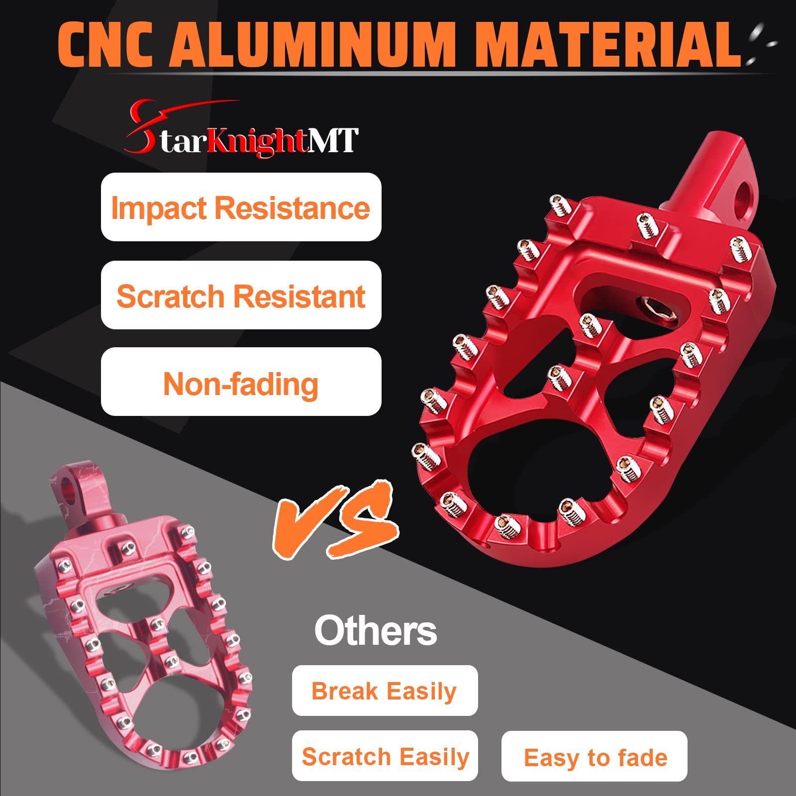 Amazon.com: StarknightMT CNC Wide Fat Footpegs 360° Roating MX