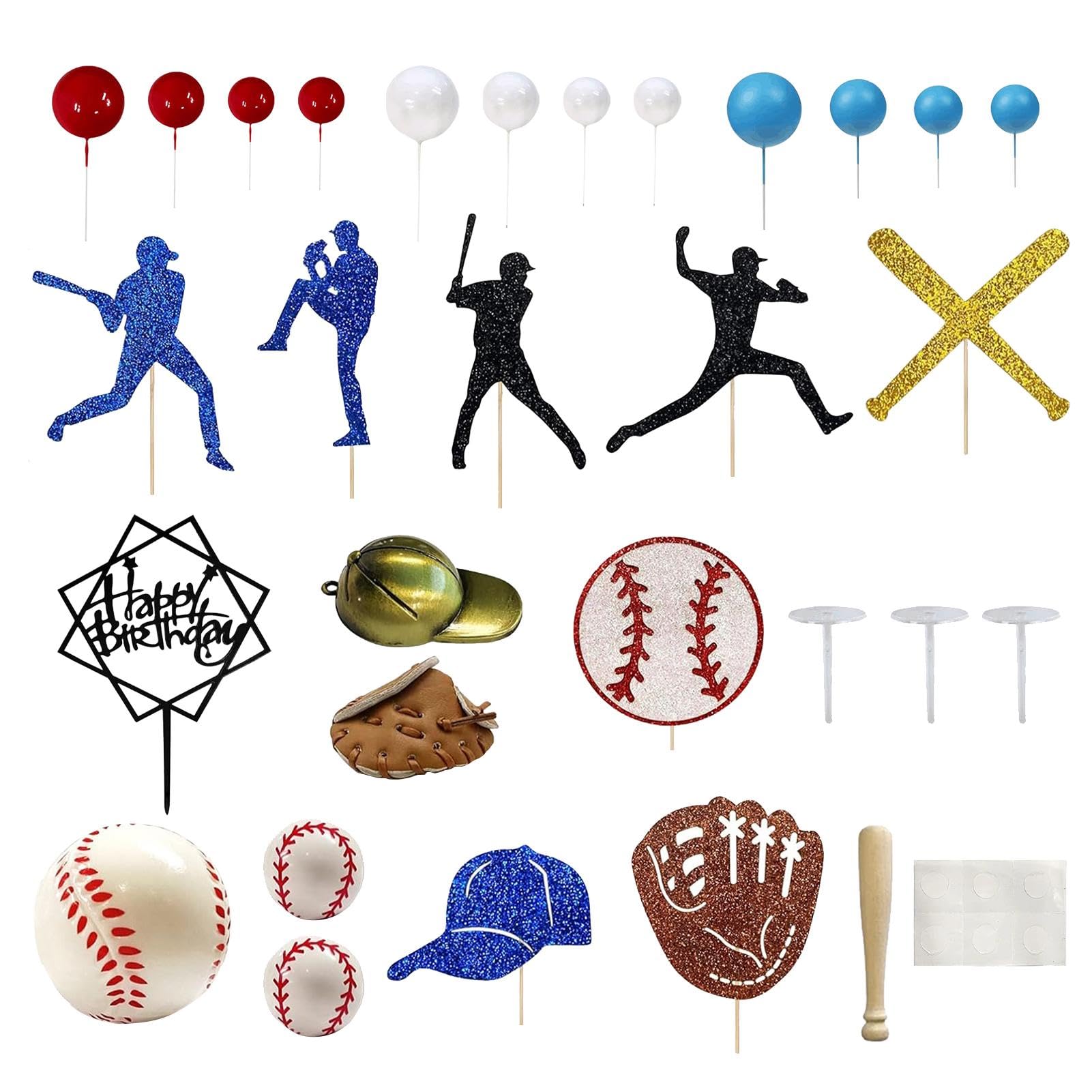 Decoración temática de béisbol para tartas con adornos de feliz cumpleaños para niños 8