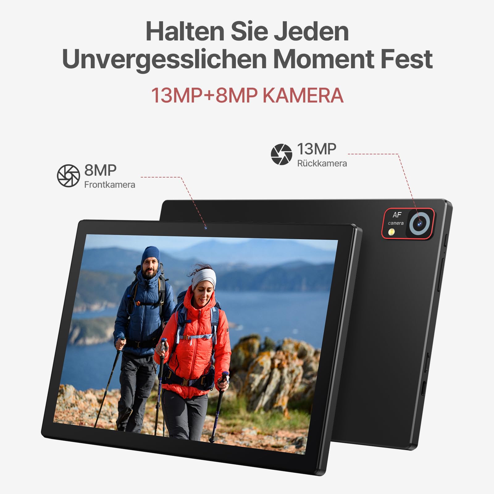 ANTEMPER 2026 Neueste Tablet, 10.1 Zoll Display, 24GB RAM + 128GB ROM (erweiterbar auf 1TB), Android 15 Tablets mit Tastatur Maus Stift, WiFi 6, WideVine L1, 13MP+8MP Kamera, 7000mAh, GPS, Schwarz