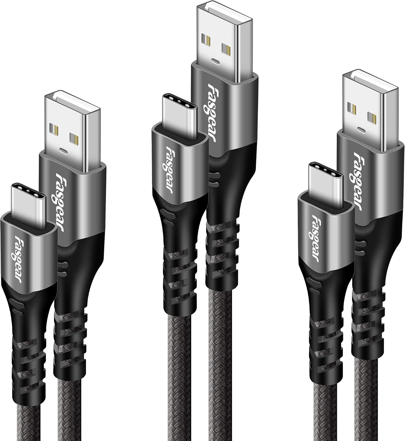 Fasgear USB C Cable, 3 Pack 3ft USB A TO Type C Charging