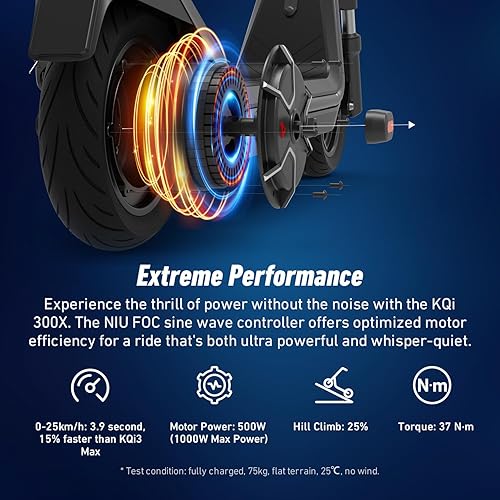 Miniatura 4 de NIU K100PK300PK300X Electric Scooter Adult - E Scooter with Suspension, 600-1000W Peak Power, 18-37.3 Miles Max Range, Top Speed 17.4-23.6MPH,