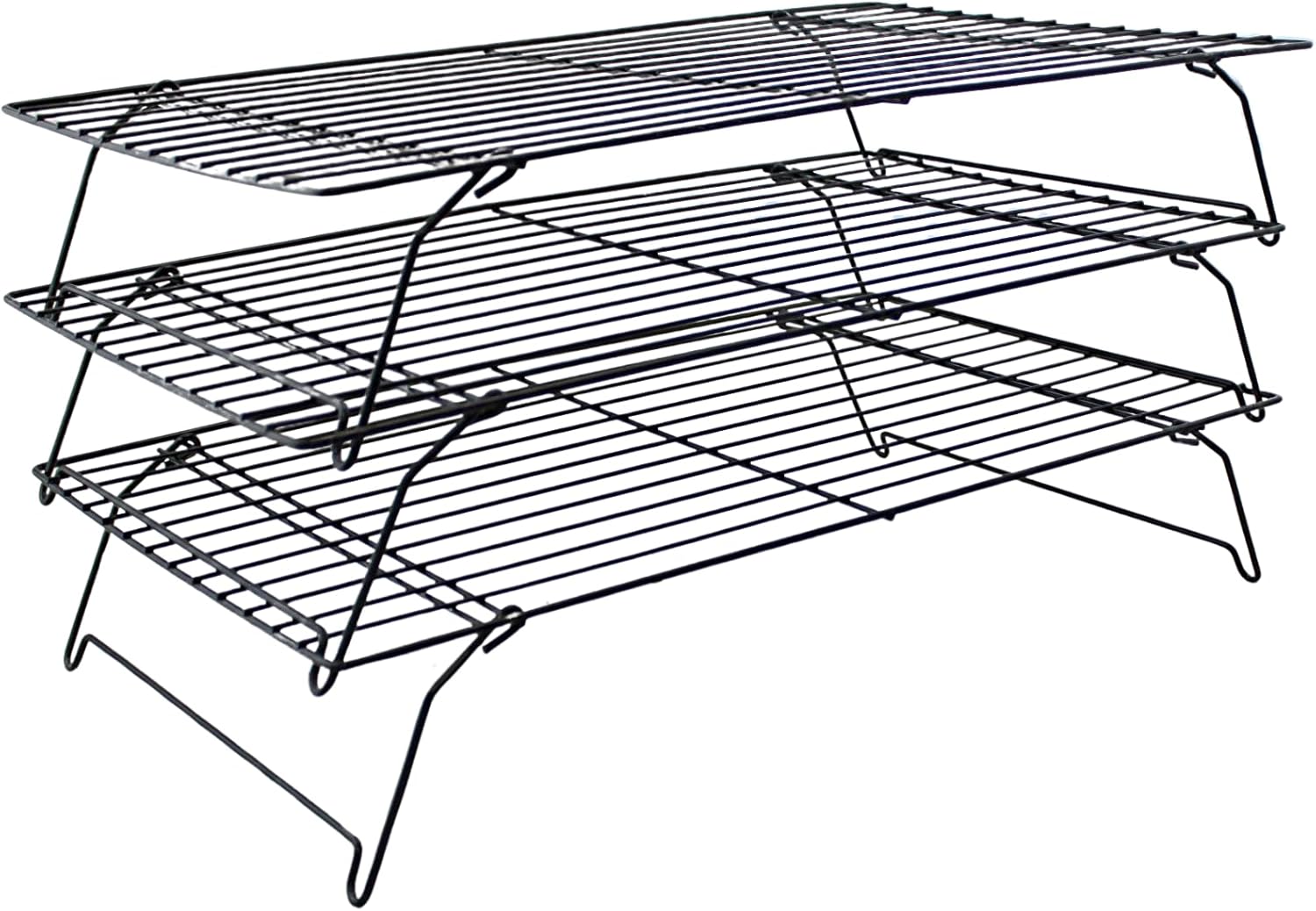 Dependable Industries 3-Tier Stackable Metal Cooling Rack - Non-Stick & BPA-Free - Heat-Resistant, Food-Safe Design for Baked Goods: Cookies, Muffins, Cakes, Breads, and Biscuits