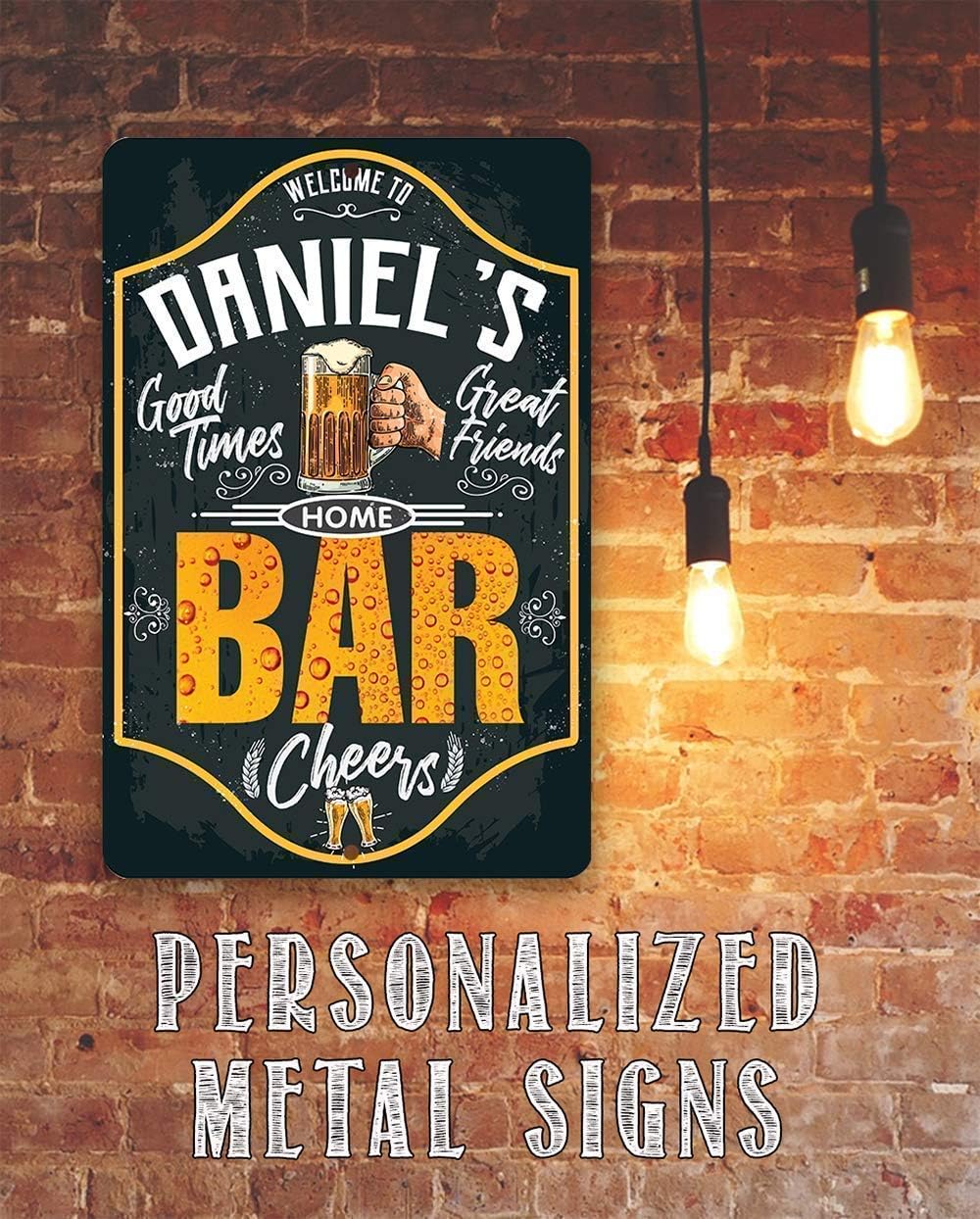 Personalized Bar Decor - Great Drinking Bar Decor, Man Cave and Saloon Wall Hanging Display, Custom Farmhouse Alcohol Decoration and Beer Lovers Gift, 8x12 or 12x18 Indoor or Outdoor Style Metal Sign