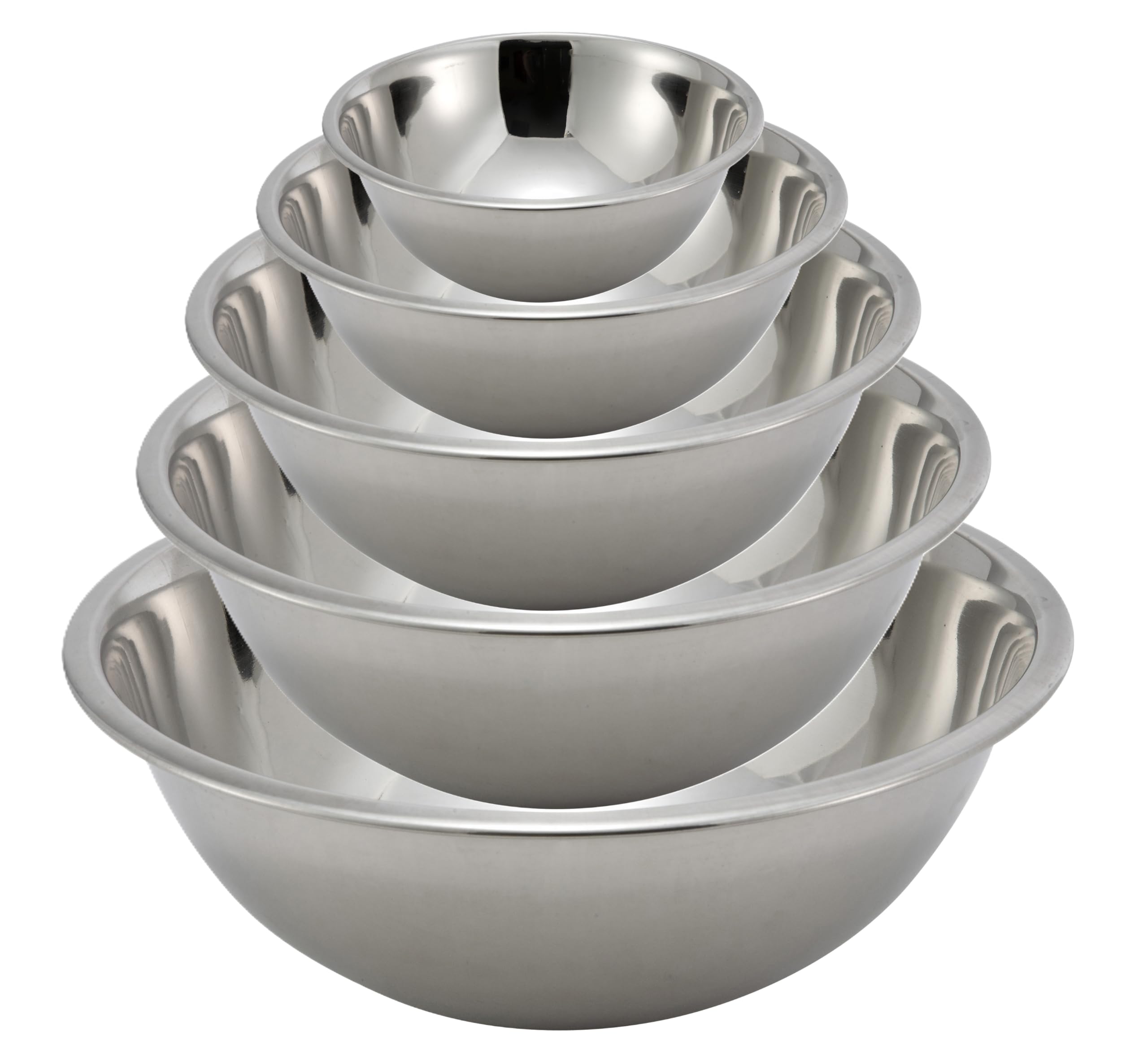 Fonteme 5 Piece Mixing Bowl Set - 3/4 QT, 1.5 QT, 3 QT, 4 QT, 5 QT - Stainless Steel Mixing Bowls for Kitchen, Nesting Bowls for Cooking, Baking, Meal Prep, and Food Storage