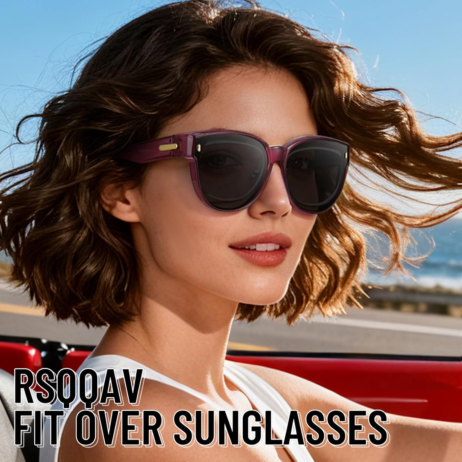 Polarized Fit Over Glasses Sunglasses for Women Stylish Large Cover Round UV400 Cat Eye Shades for go out Driving - Image 2