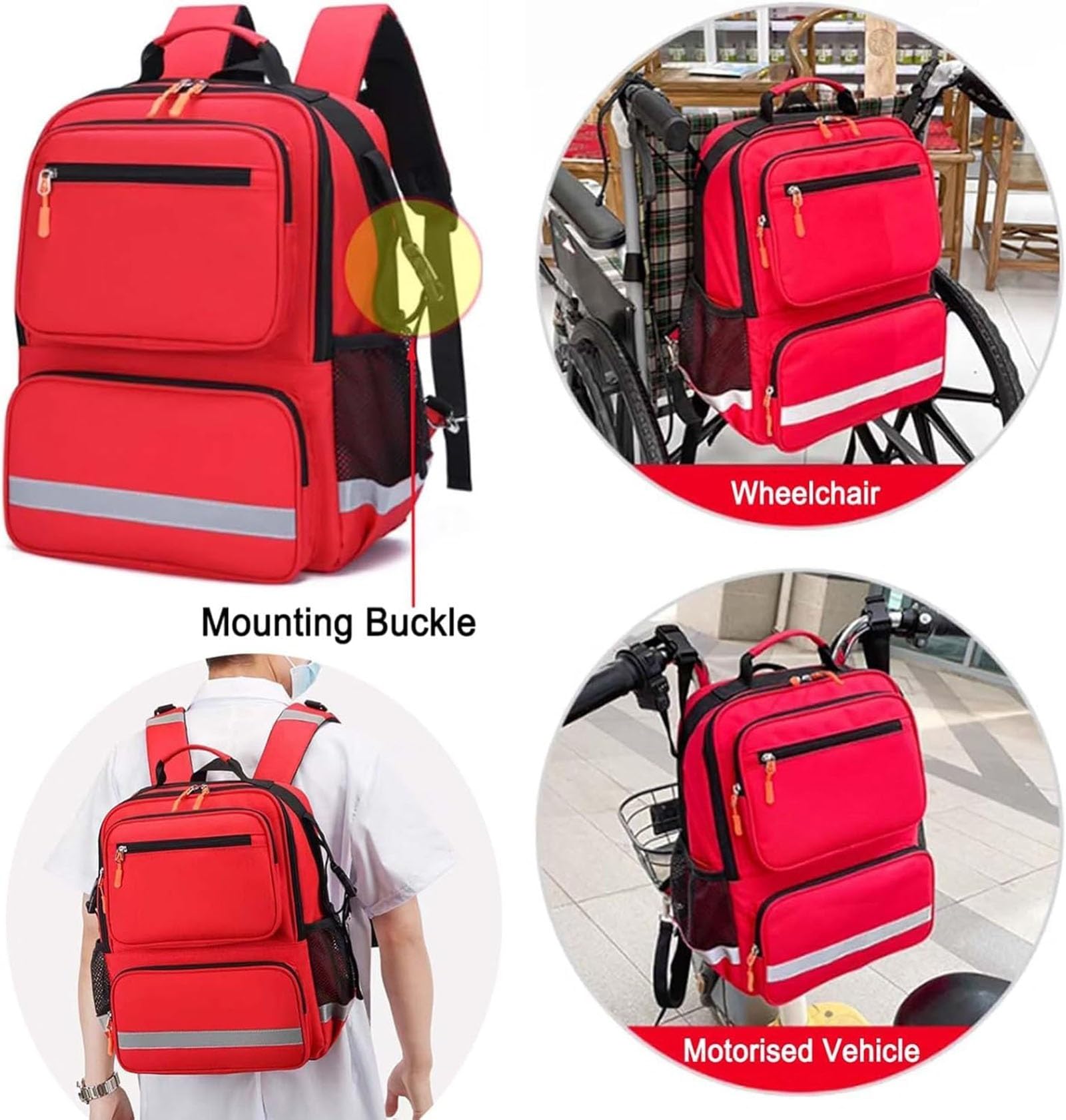 Zaino di Pronto Soccorso Vuoto di Emergenza, borsa per traumi medici, zaino di pronto soccorso di sicurezza vuoto con multi-tasche, kit di pronto soccorso per auto, casa, escursionismo, campeggio e vi