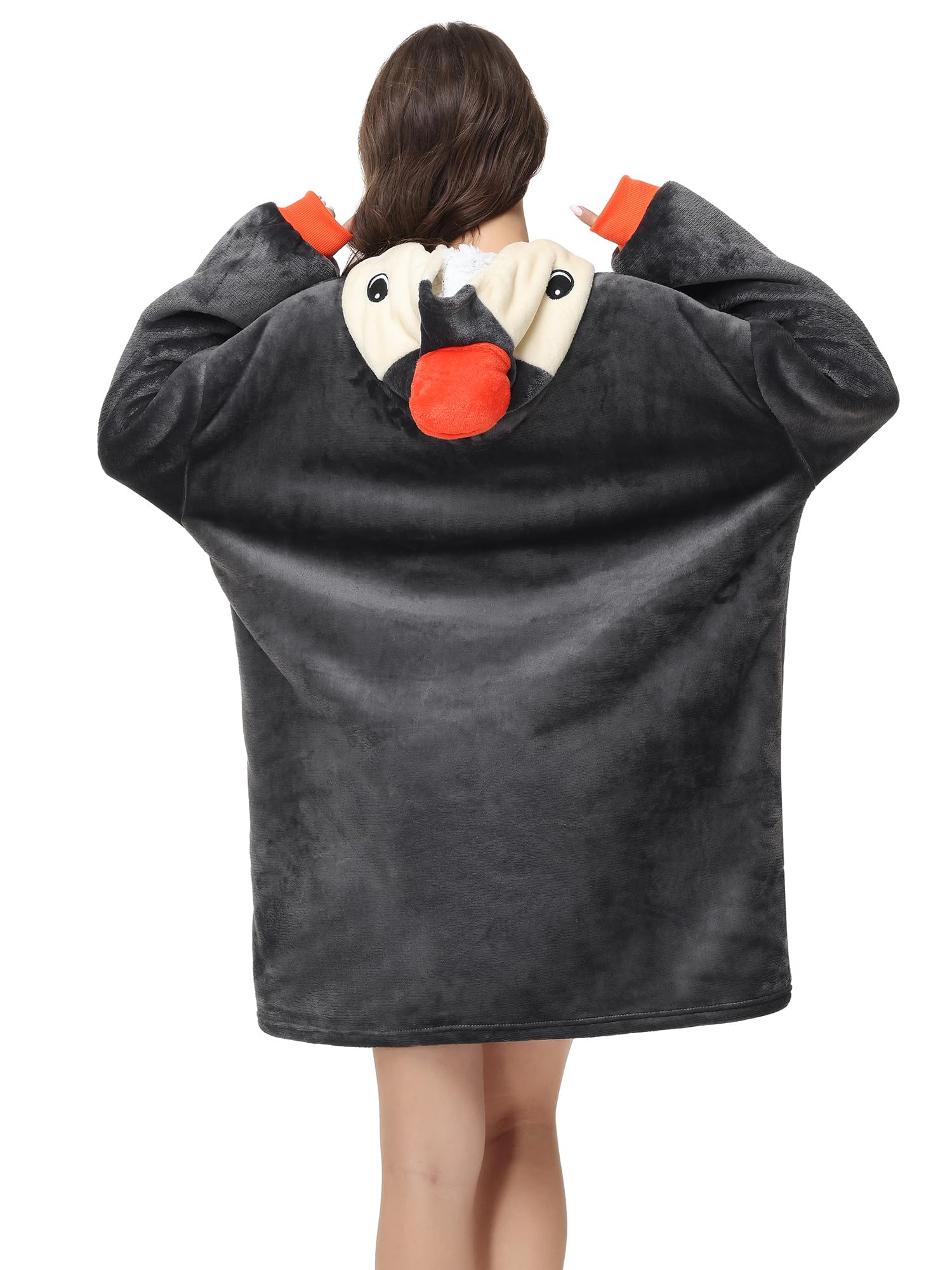 LATH.PIN Panda Übergroße Decken-Hoodie Flanell mit Kapuze Pulloverdecke Sweatshirt Unisex Kapuzenpullis – Ansicht 3