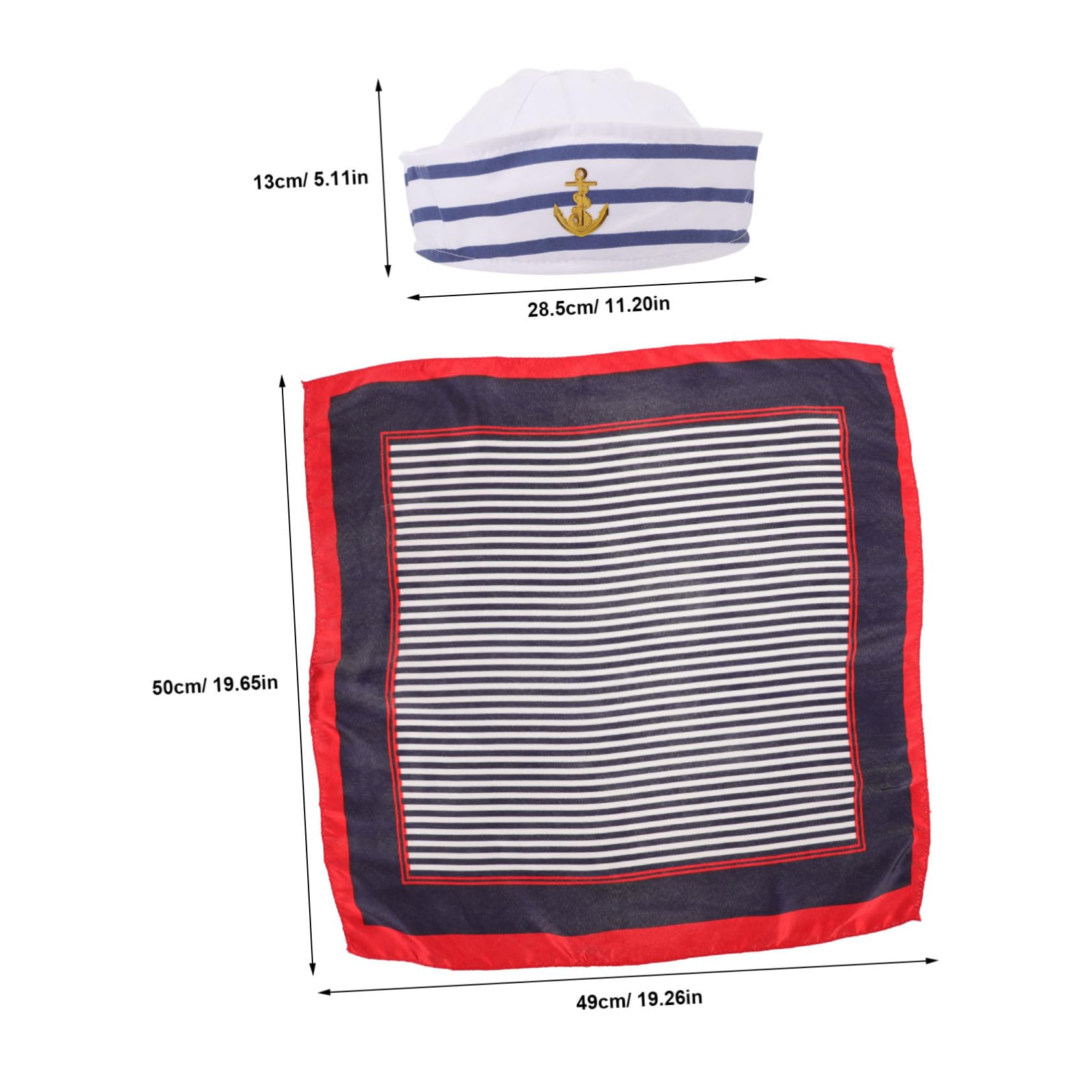 SHERCHPRY Captain Hat Sailor Hat and Scarf Set Nautical Style Clothing Accessories for Women Party Supplies Multi