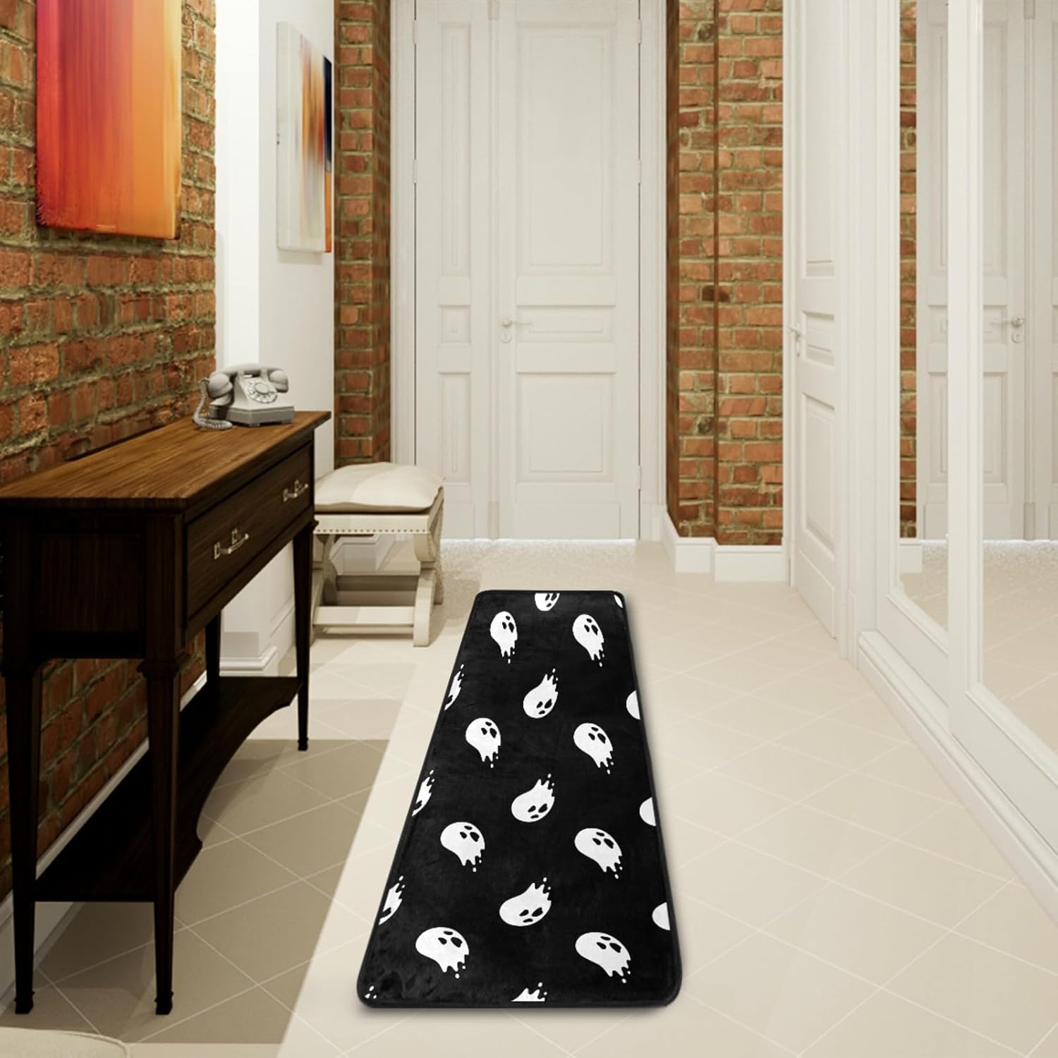 Halloween Spooky Ghosts Runner Rug Kitchen Laundry Rugs Bath Mats Doormat Non Slip Area Rug Soft Floor Door Mats Home Decor 72x24 Inch