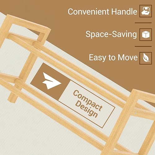 Miniatura 5 de Haddockway Zapatero de bambú para armario, organizador de zapatos independiente con varillas redondas suaves y asas prácticas, estante apilable de