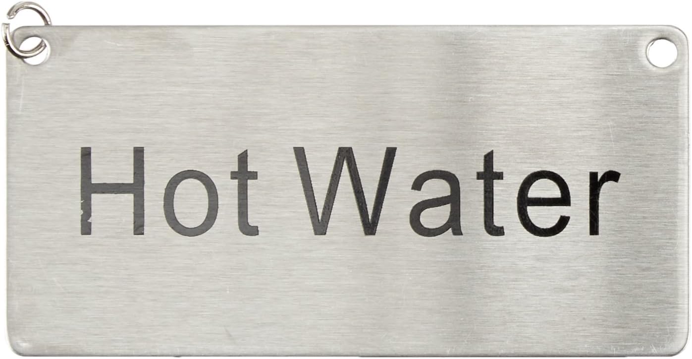 Winco Stainless Steel Chain Sign, "Hot Water" Medium
