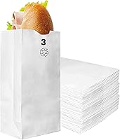 Vista 1 de EcoQuality - Bolsas de almuerzo de papel blanco de 3 libras, capacidad de 3 libras, para panadería, dulces, almuerzo, comestibles, manualidades