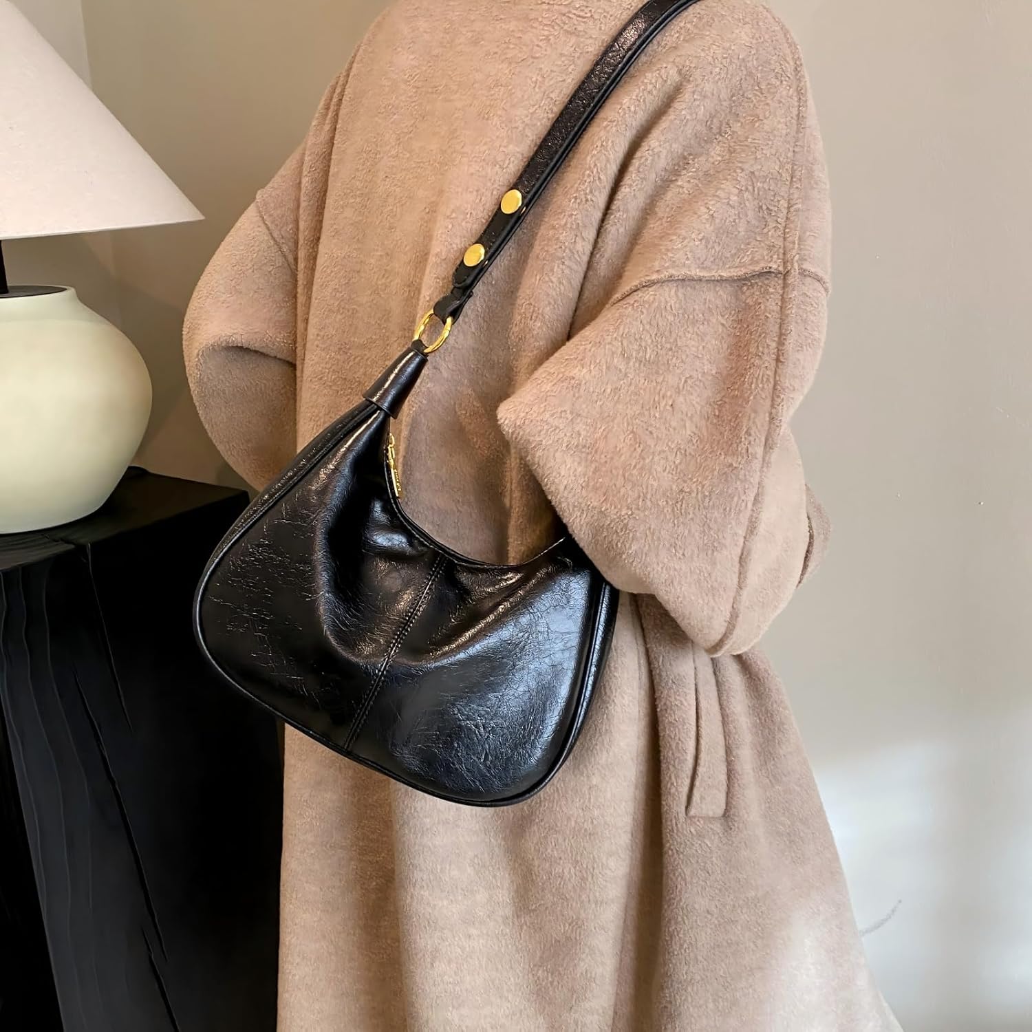 MOPOVO Small Hobo Bags Crescent Shaped Shoulder Bags for Women Mini Purse Fall Soft Crossbody Handbag 2025 - Image 2