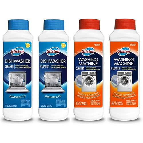 Glisten Dishwasher Magic Machine Cleaner and Disinfectant 2-Pack and Washer Magic Washing Machine Cleaner and Deodorizer 2-Pack