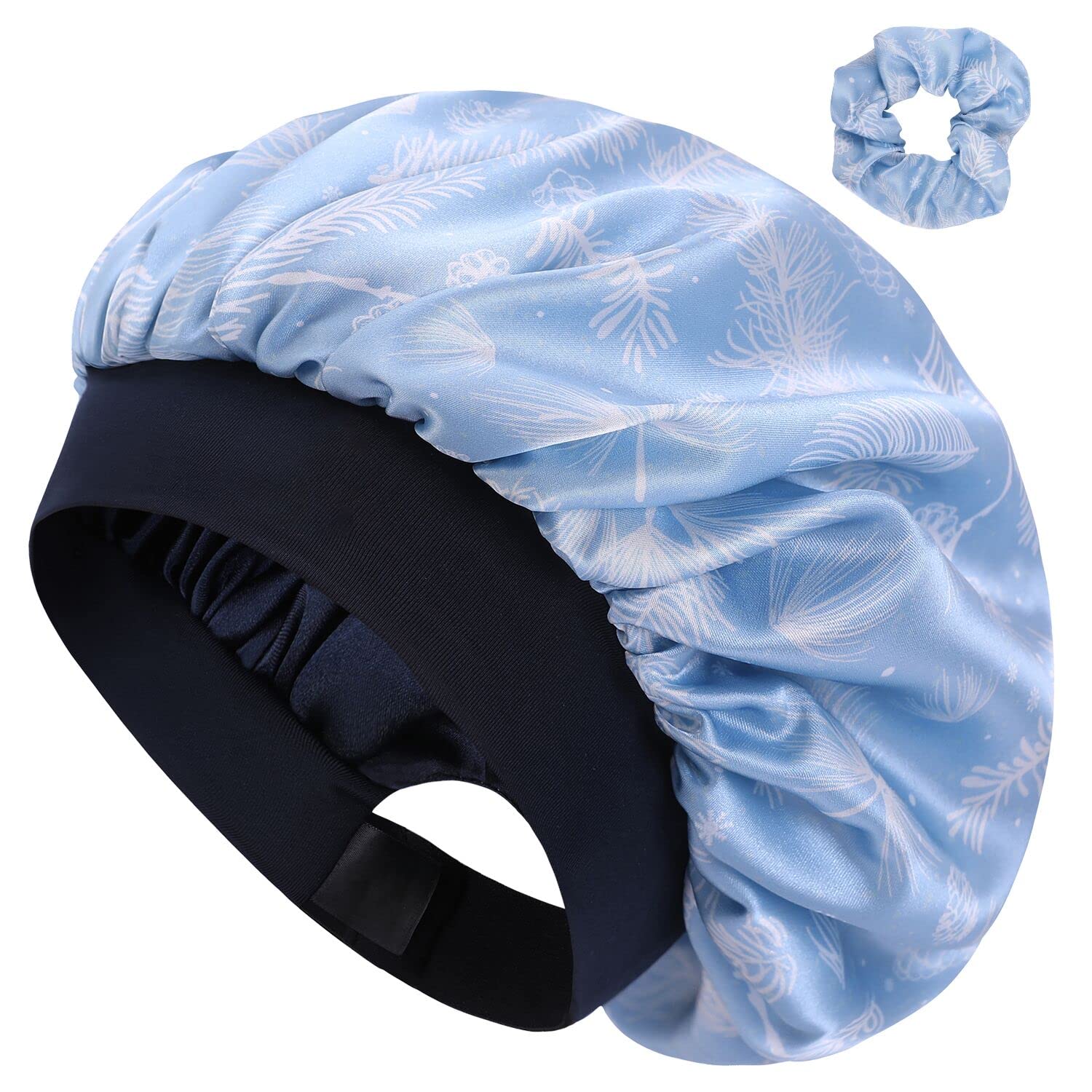 AILONSHAWN Satin-Haube Für Lockiges Haar – Schlafhaube Mit Breitem Band, Für Damen, Zum Haarschutz Nachts