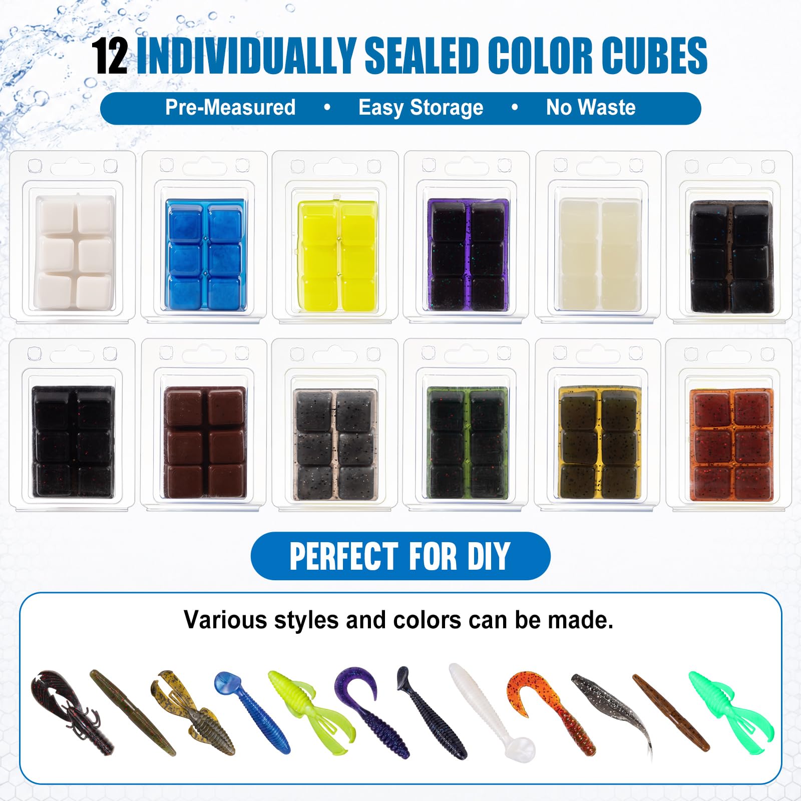 Thenshop Plastisol Angelköder, Kunststoffwürfel, weiche Kunststoffköder, Würfel, Starter-Set für DIY, Angelköder, Casting, Barsch, Crappie