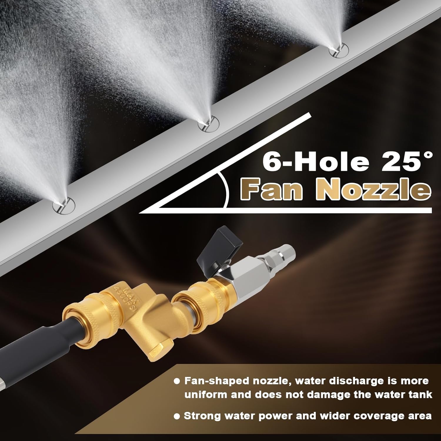 24" Radiator Cleaning Wand with 4 Nozzle Tips, 4500 PSI Dual-Use Stainless Steel Pressure Washer & Air Pump Cleaner Wand, Quick Coupler & Valve Switch for Car, Truck, RV