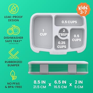Bentgo Kids Prints Leak-Proof, 5-Compartment Bento-Style Kids Lunch Box - Ideal Portion Sizes for Ages 3-7, Durable, Drop-Proof, Dishwasher Safe, PFAS & BPA-Free Materials (Bug Buddies)