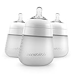 Nanobebe Flexy Silicone Baby Bottle, Anti-Colic, Natural Feel, Non-Collapsing Nipple, Non-Tip Stable Base, Easy to Clean, 3-Pack, White, 9oz