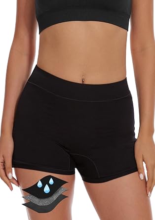 YESWEL Overnight Period Shorts For Women, Leak-proof, Heavy Flow, Menstrual Absorbent Boyshorts