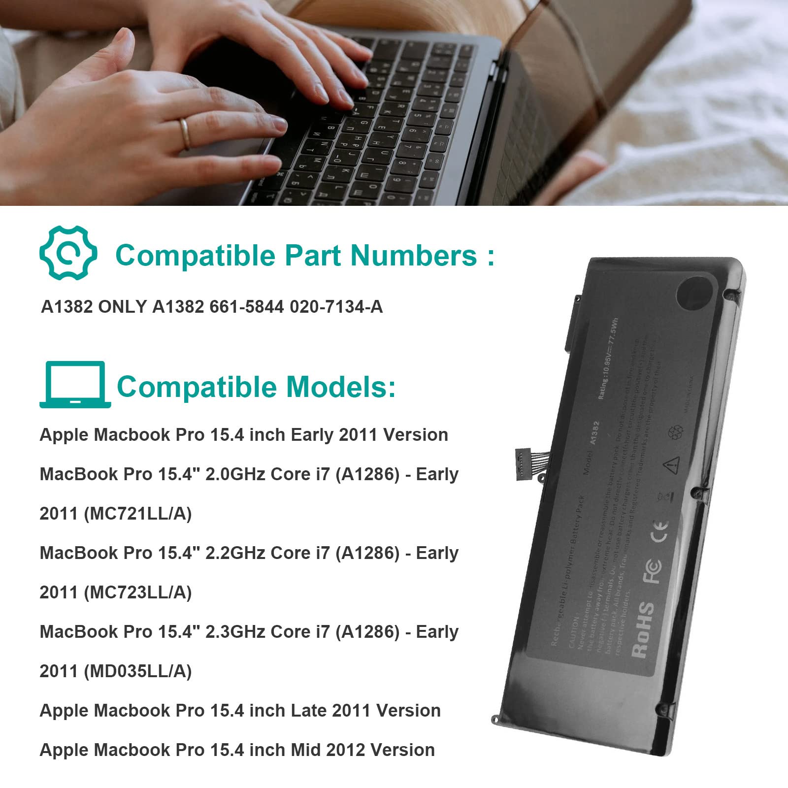 【純正 未使用】A1382 MacBook Pro 15インチ用バッテリー Amazon.com: 77.5Wh A1382 Battery for MacBook Pro 15 inch Core i7