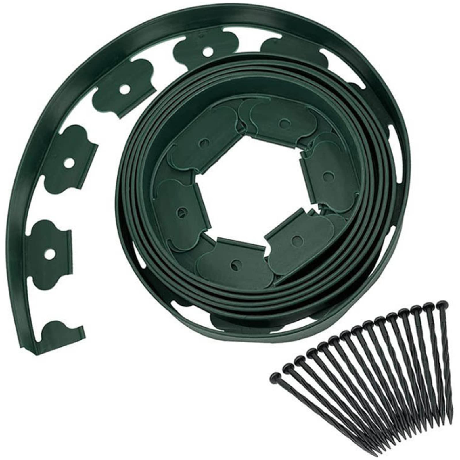 SAHRY Flexible Lawn Edging, Plastic Garden Edging Border with Securing Pegs, No-dig Outdoor Flower Bed Edging, Wall Fence Pathway, Driveway Path Divider,Green-10m