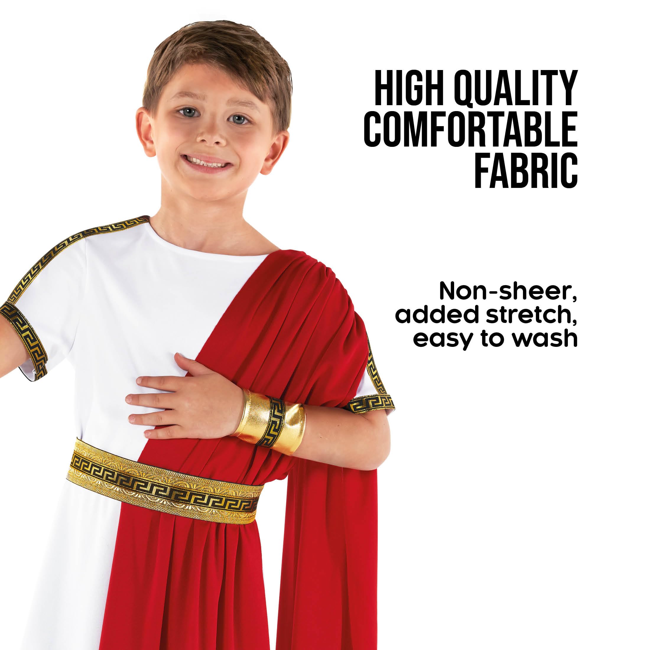 Morph Roman Costume Kids Greek Toga Costume Kids Greek God Boys Emperor World Book Day Costumes For Boys M - Image 3