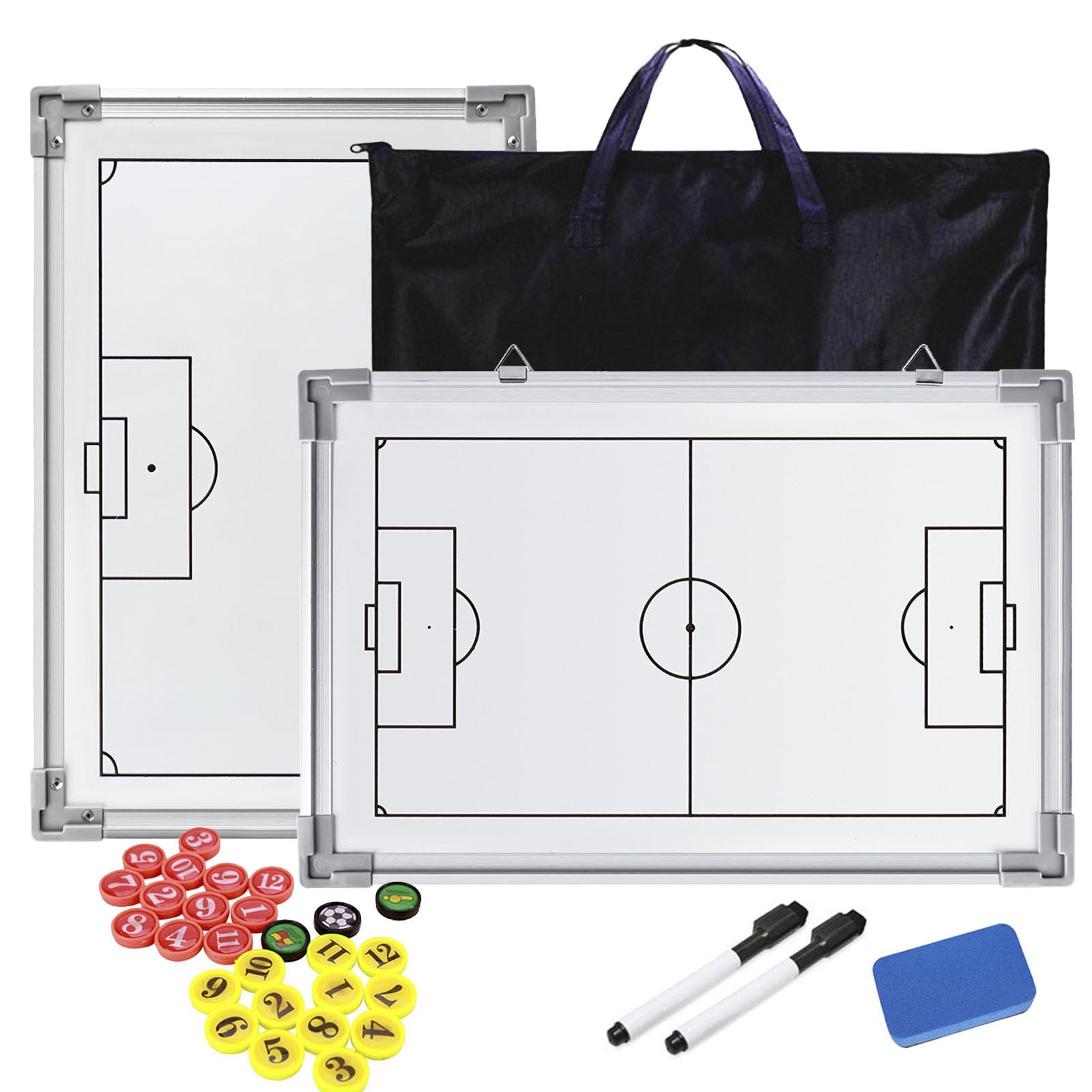 Taktiktafel Fußball, Professional Trainermappe Fußball, Fussball Taktiktafel mit Magnete, Stiften, Radiergummi für Fußballtraining und Wettkämpfe
