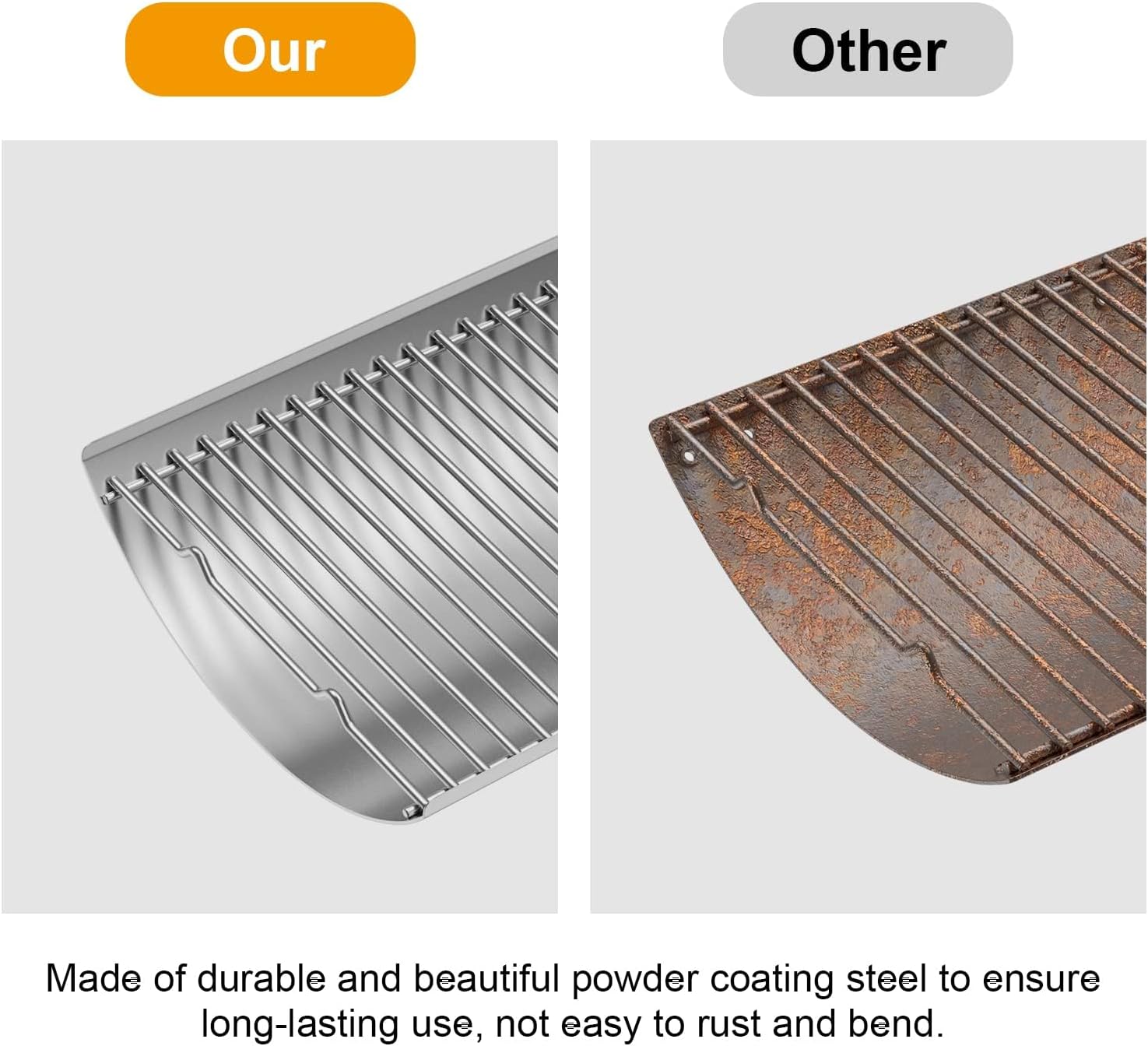 LS'BABQ Stainless Steel 27 Inch Charcoal Ash Pan Replacement for Chargriller Charcoal 1224 1324 2121 2222 2727 2828 2929, Charbroil 17302056 Grills, Charcoal Tray Grates with 2pcs Fire Grate Hangers