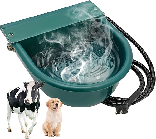 MUDUOBAN Calentador de cuenco de agua con válvula de flotador, cuenco térmico automático de agua para exteriores, 4 L para mascotas, perros,