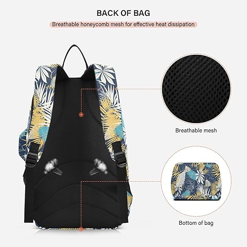 Miniatura 4 de Mochila de tenis de bádminton impermeable estilo tropical hojas patrón amarillo y azul deportes accesorios mochila para adolescentes niños niñas