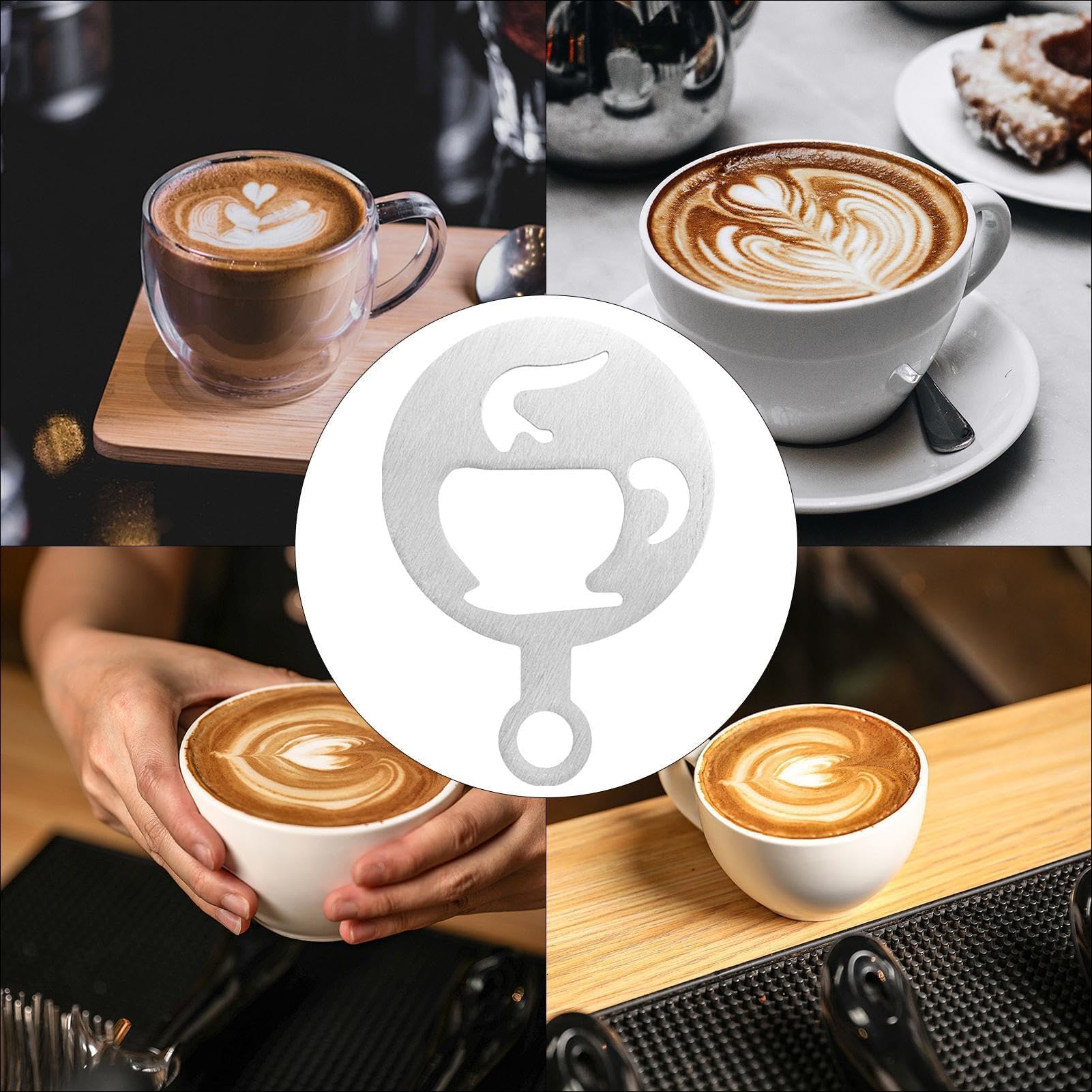 Pochoirs à café Latte Art, modèles décoratifs Pochoirs artistiques à cappuccino en acier inoxydable for Latte Art, gâteau, outils d'art au latte Pochoirs à café réutilisables Latte Art Pochoirs de déc Pochoirs à café Latte Art, modèles décoratifs Pochoirs artistiques à cappuccino en acier inoxydable for Latte Art, gâteau, outils d'art au latte Pochoirs à café réutilisables Latte Art Pochoirs de déc