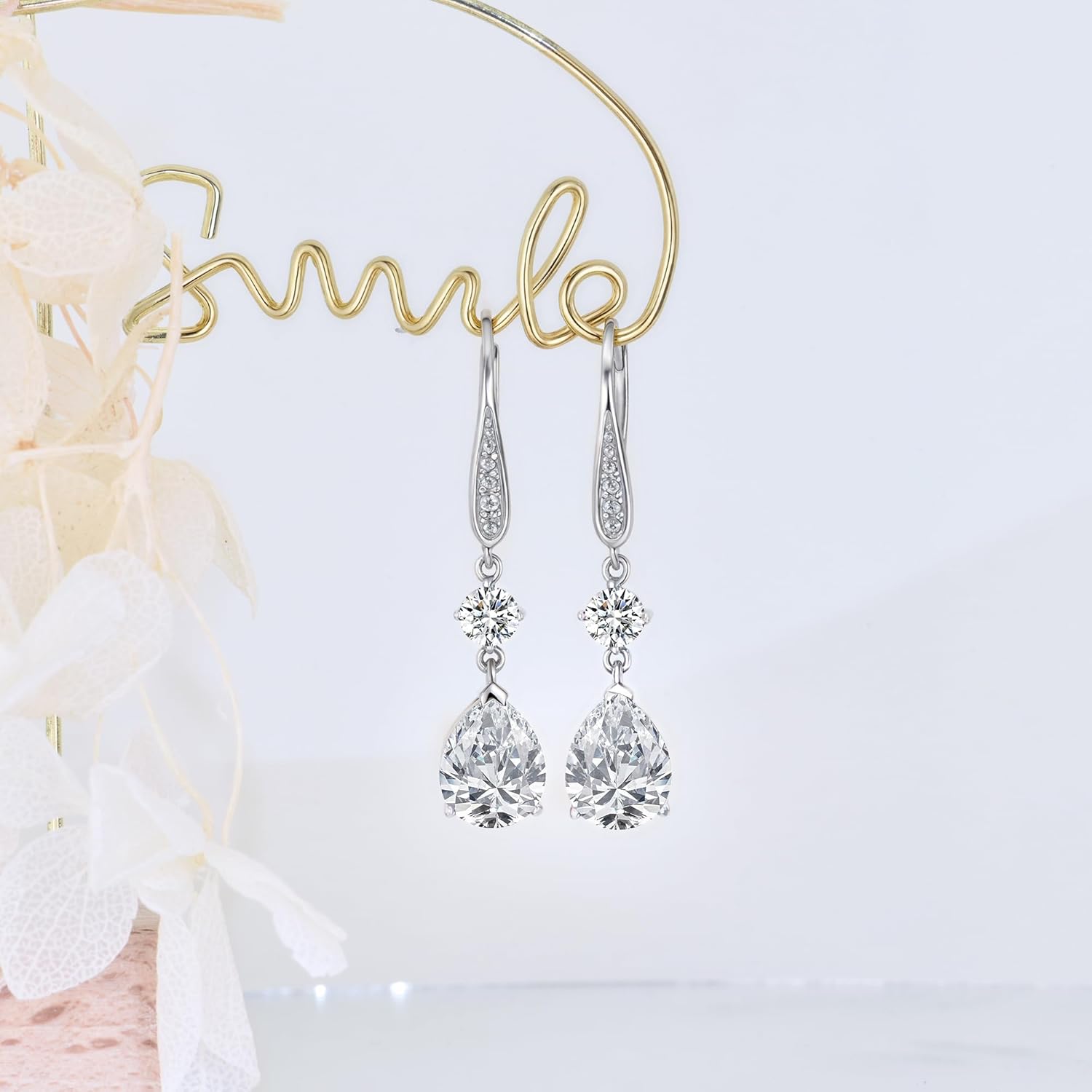 Teardrop Dangle Drop Earrings for Women 925 Sterling Silver Birthstone Leverback Earrings Birthday Valentines Day Anniversary Jewelry Gifts for Women Mom Wife Her - Image 5