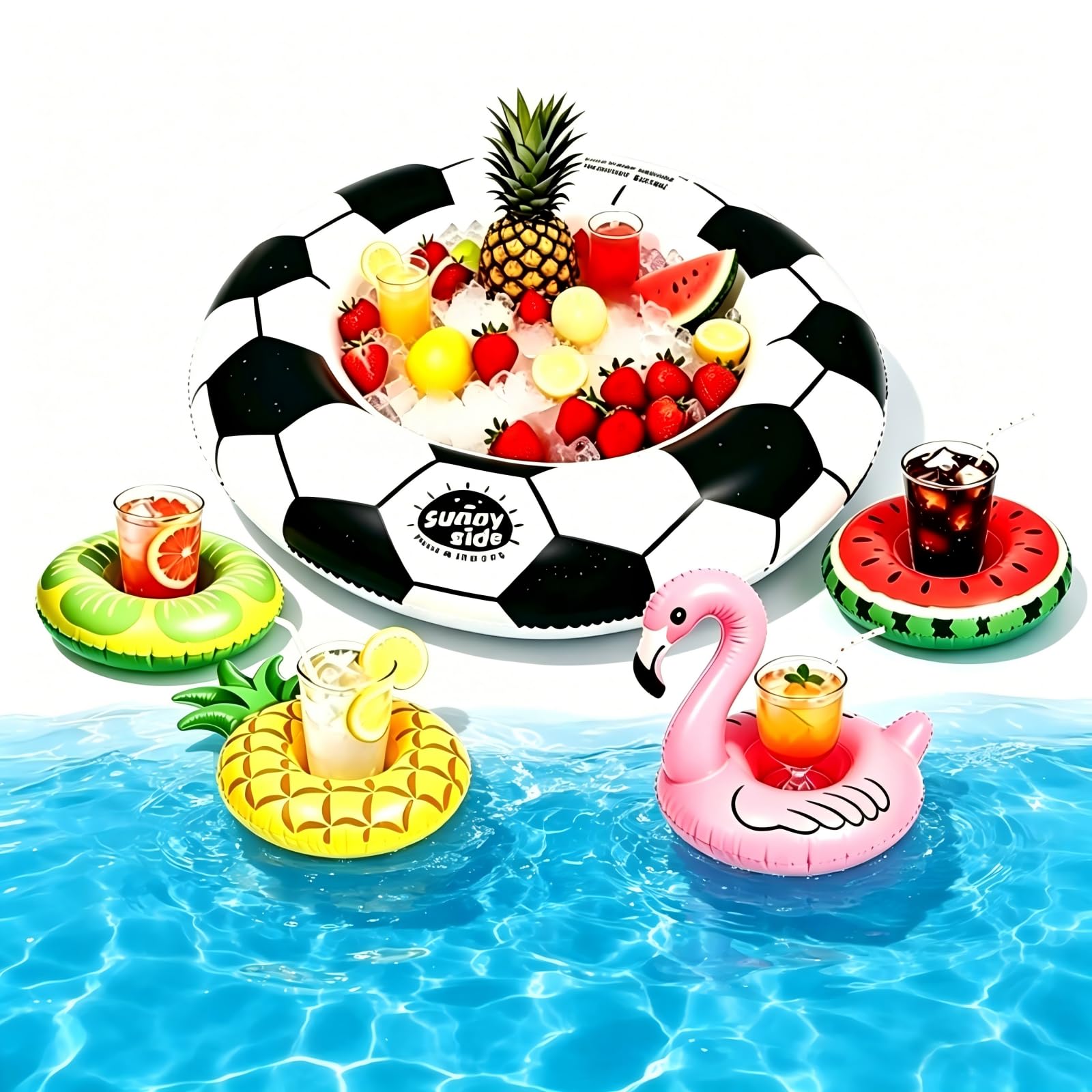 Lot De 6 Porte-gobelets Gonflables Pour Piscine – Mini Flotteurs Pour Canettes 355 Ml – Designs Variés – En PVC Durable – Idéal Pour Fêtes Estivales Et Plage