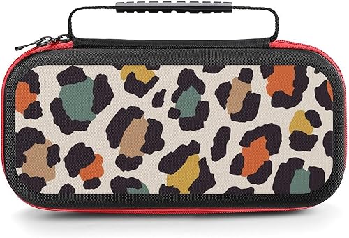 AoHanan Colored Leopard Print Switch Carrying Case Compatible with Switch Game Case with 20 Games Cartridges Hard Shell Travel Protection Case for