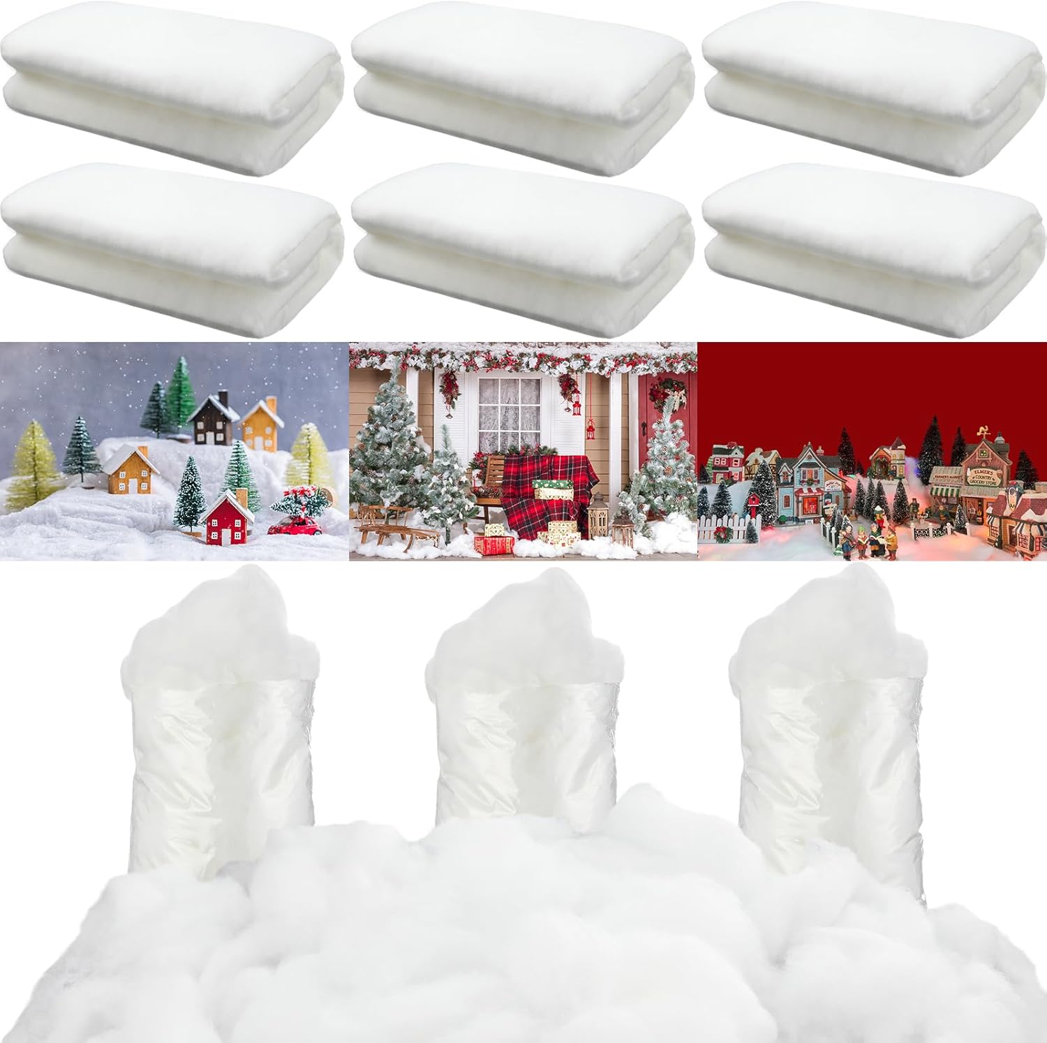 Shappy 9 Pcs Christmas Fake Snow Decoration Including 3 x 8