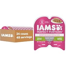 IAMS Perfect Portions Sensitive Digestion & Skin Wet Cat Food Pate, Adult Grain Free Pate, Turkey Recipes, 24 2.6 oz. Twin-Pack Trays