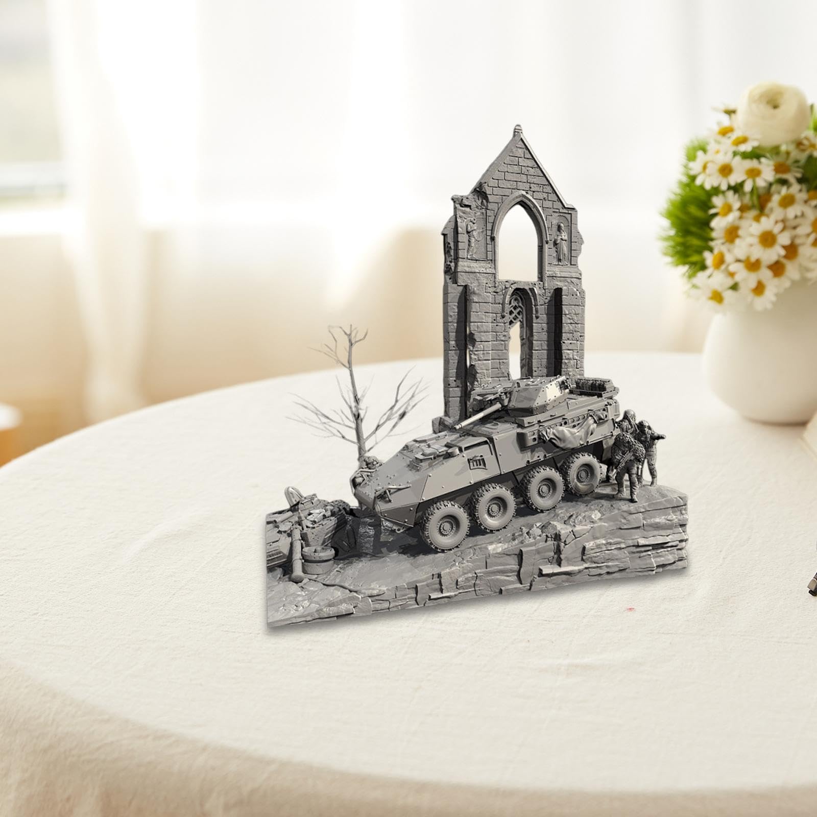 1:72 Ornamento di Scena di casa in rovina Modello di Scena in Miniatura Diorama Veicolo blindato per Stazione ferroviaria Tavolo di Sabbia Micro
