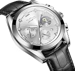 HANPOSH Men's Watch Analog Quartz Watch Dress Business Waterproof Watches for Men with Date Month Display Casual Leather Watch Strap