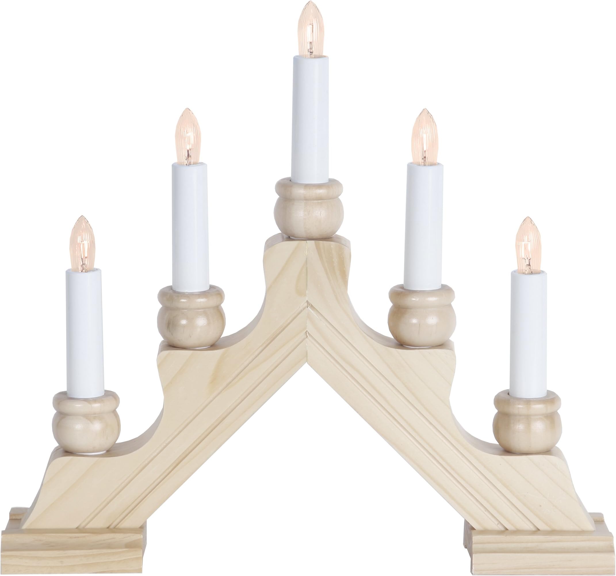 Star Trading 6294618 - 11.25" x 12.25" 5 Light Electric Natural Wooden Karin Swedish Candelabra
