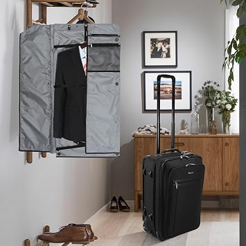 Modoker Rolling Garment Bag with Wheels Away Luggage for Suits with Wheels Wheeled Garment Bag for Travel 2 in 1 Rolling Duffel Bag, Black | Rolling duffel bag with detachable suit hanger and wrinkle-free clip, ideal for business travel and weekend getaways