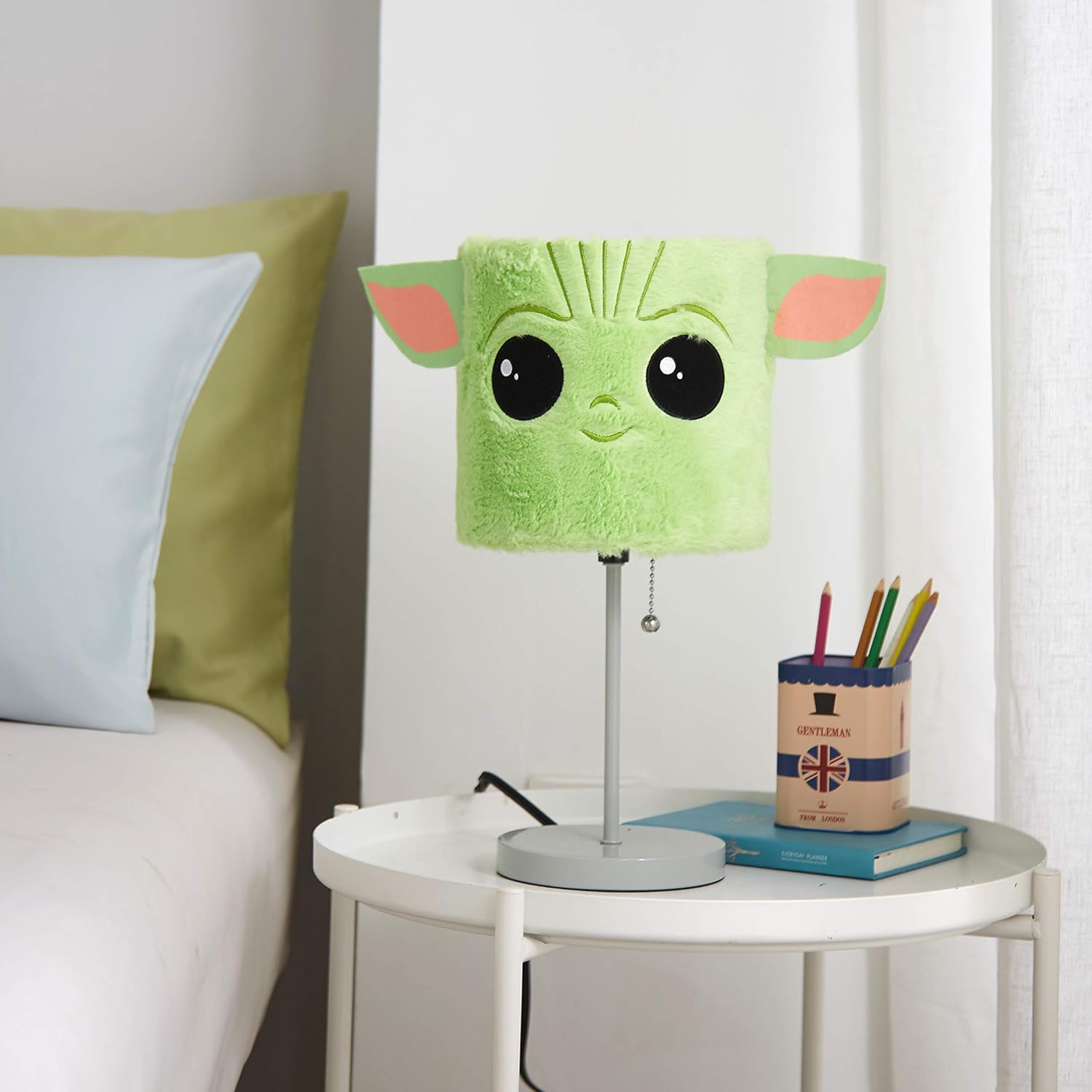 Star Wars The Mandalorian “The Child” Plush Shade Table Lamp ,Green Kids Bedroom & Playroom Lighting Décor