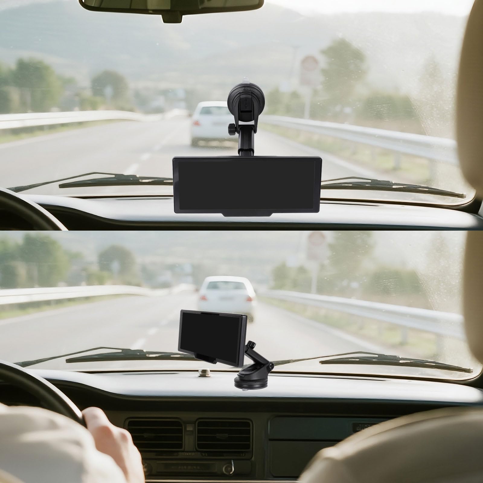 xik Uchwyt Carplay 2 w 1, przyssawka + gniazdo CD uchwyt GPS do ekranu Carplay, przyssawka na deskę rozdzielczą przedniej szyby, zamek z 4 przyciskami, kompatybilny z ekranem 17.8 cm 22.9 cm 26.1 cm