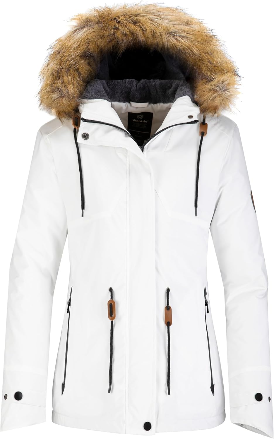 wantdo Women's Waterproof Ski Jacket Hooded Winter Snow Coat Mountain Snowboarding Jackets Insulated Fleece Parka