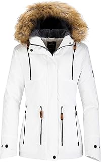 wantdo Women's Waterproof Ski Jacket Hooded Winter Snow Coat Mountain Snowboarding Jackets Insulated Fleece