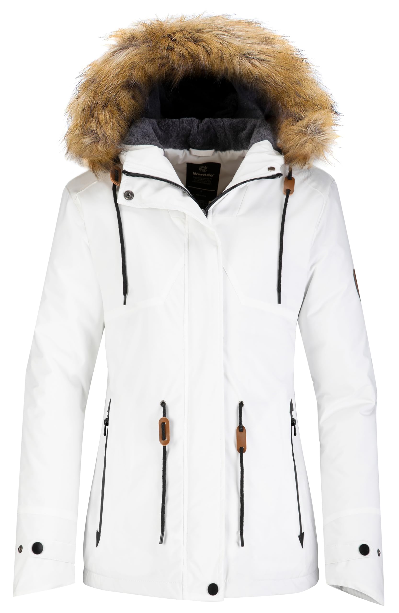 wantdo Women's Waterproof Ski Jacket Hooded Winter Snow Coat Mountain Snowboarding Jackets Insulated Fleece Parka