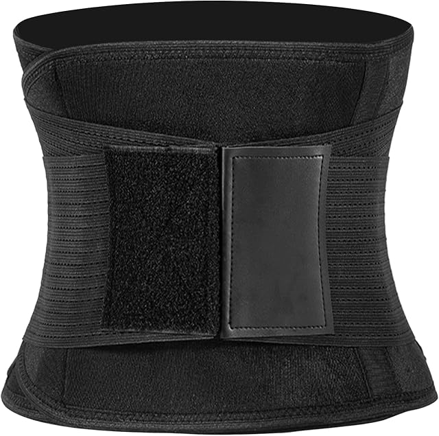 Nisear Unisex Waist Trainer, Adjustable Waist Trimmer Belt Women Weight Loss Body Slimming Sweat Belt Fitness Belly Band Men Home Gym Exercise Equipment, black, One Size