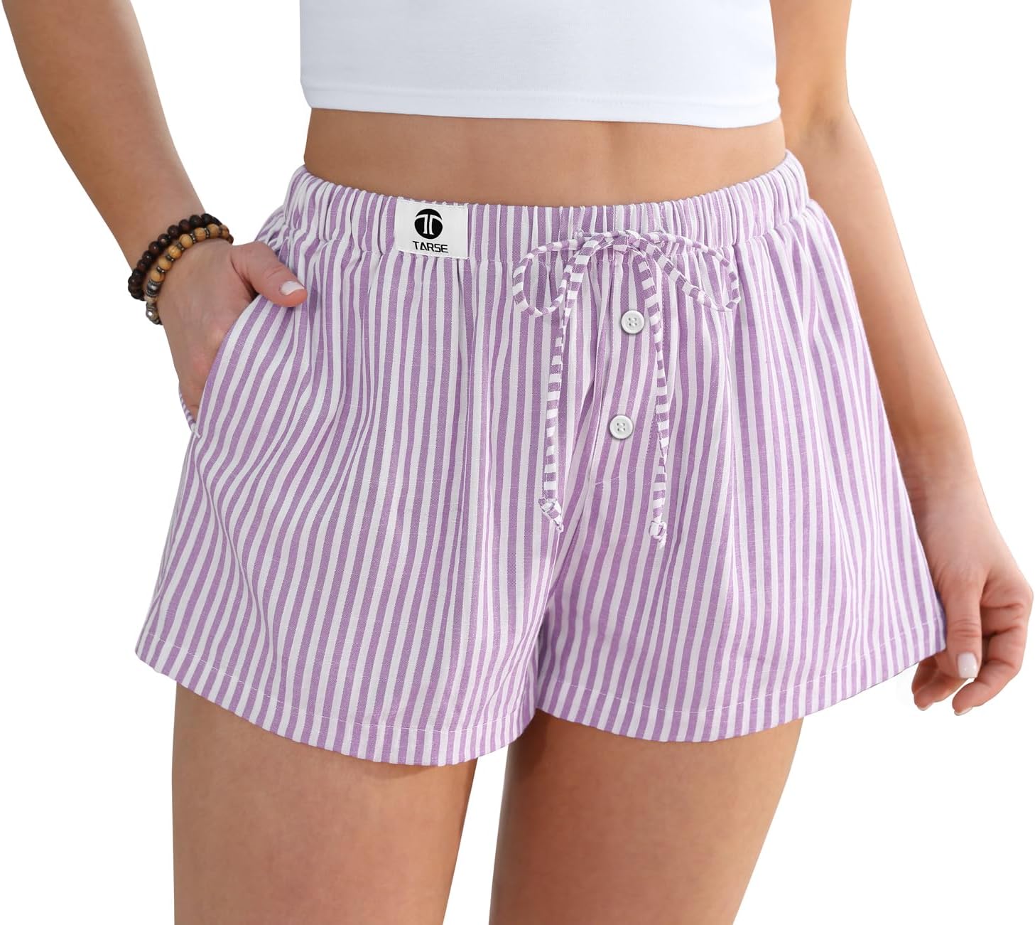 TARSE Striped Shorts for Women Pajama Sleep Boxer Shorts 2026 Summer Casual Summer Home Wear Y2K Beach Bottoms - Image 2