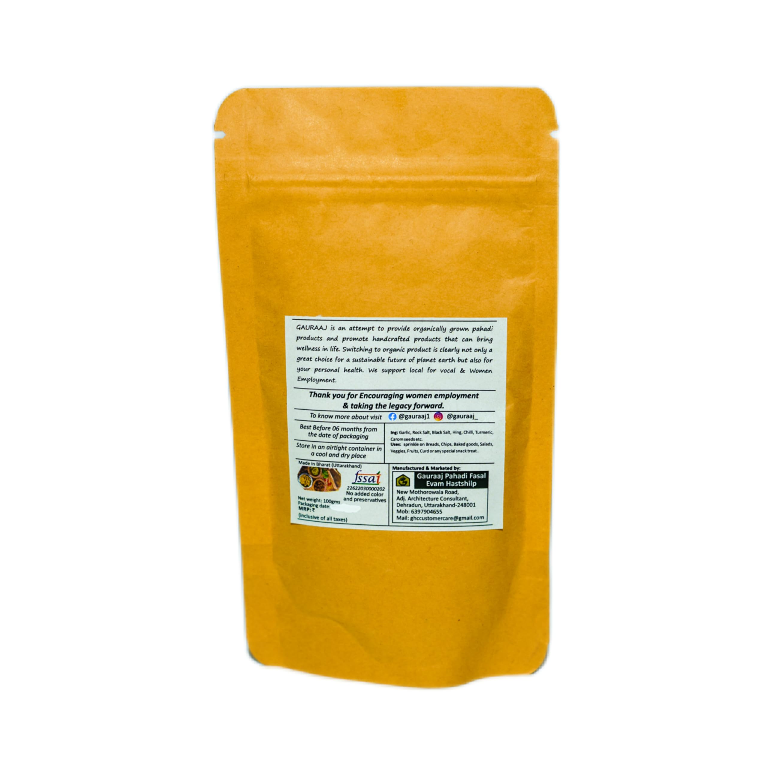 Gauraaj Handgrounded Garlic Himalayan Flavored Salt - 500g | Organic Pahadi Namak Seasoning | Pisyu Loon Seasoning Mix for Popcorn, Salad, Raita, Snacks | No Preservatives & Chemicals (Pack of 1) - Image 2 thumbnail